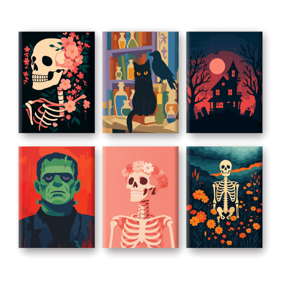 6 Mini Paintings - Halloween Night Set