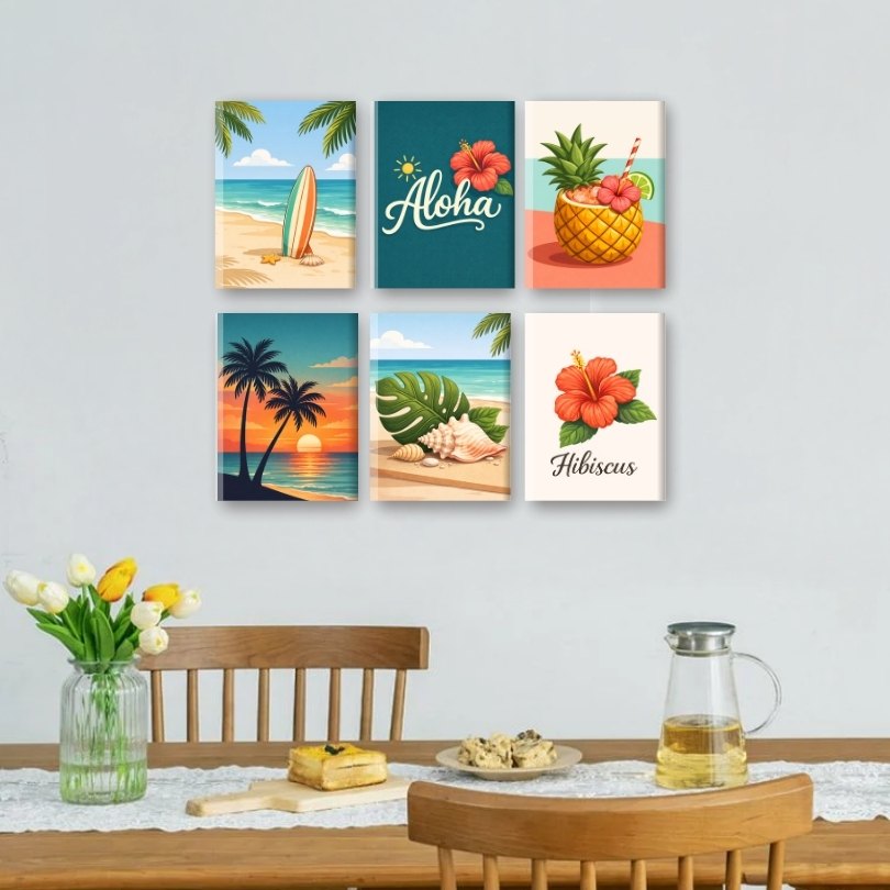 6 Mini Paintings - Hawaiian Aloha Set