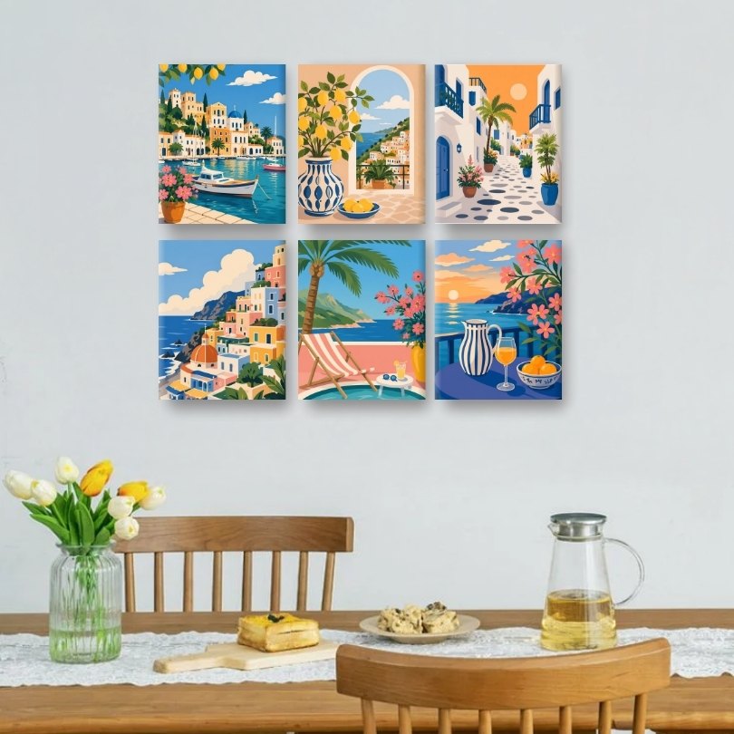 6 Mini Paintings - Mediterranean Dream Set