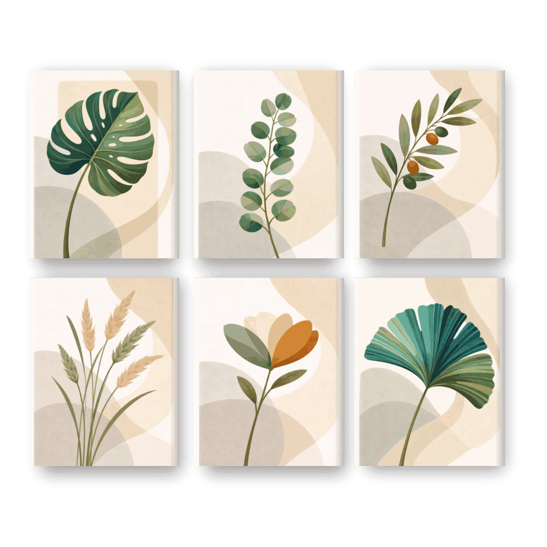 6 Mini Paintings - Botanical Set