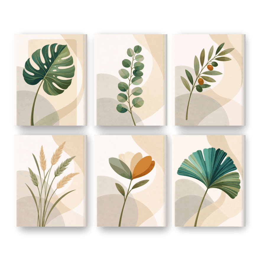 6 Mini Paintings - Botanical Set