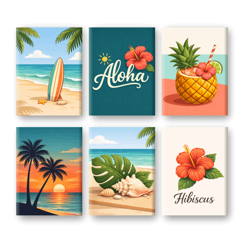 6 Mini Paintings - Hawaiian Aloha Set