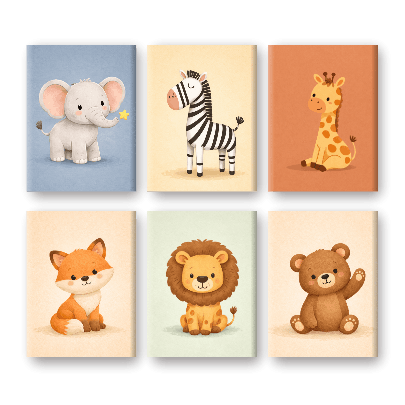 6 Mini Paintings | Safari Vrienden Set
