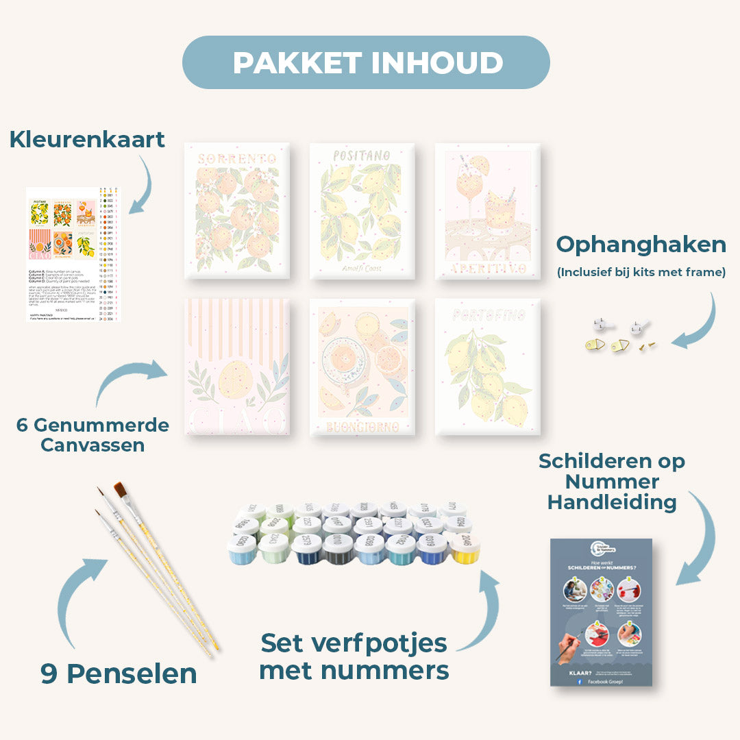 6 Mini Paintings | Italiaanse fruit & drankjes set