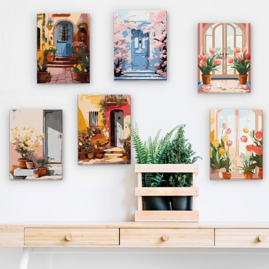6 Mini Paintings | Kleurrijke deuren set