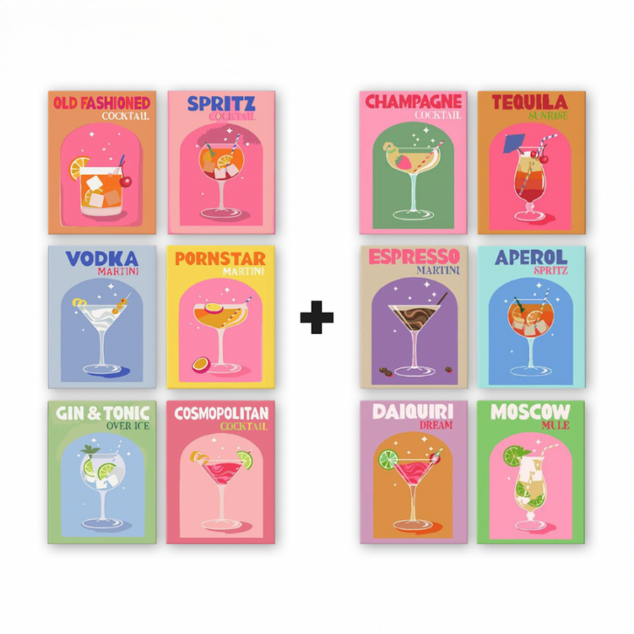 12 Mini Paintings | Colorful Cocktail Bundle